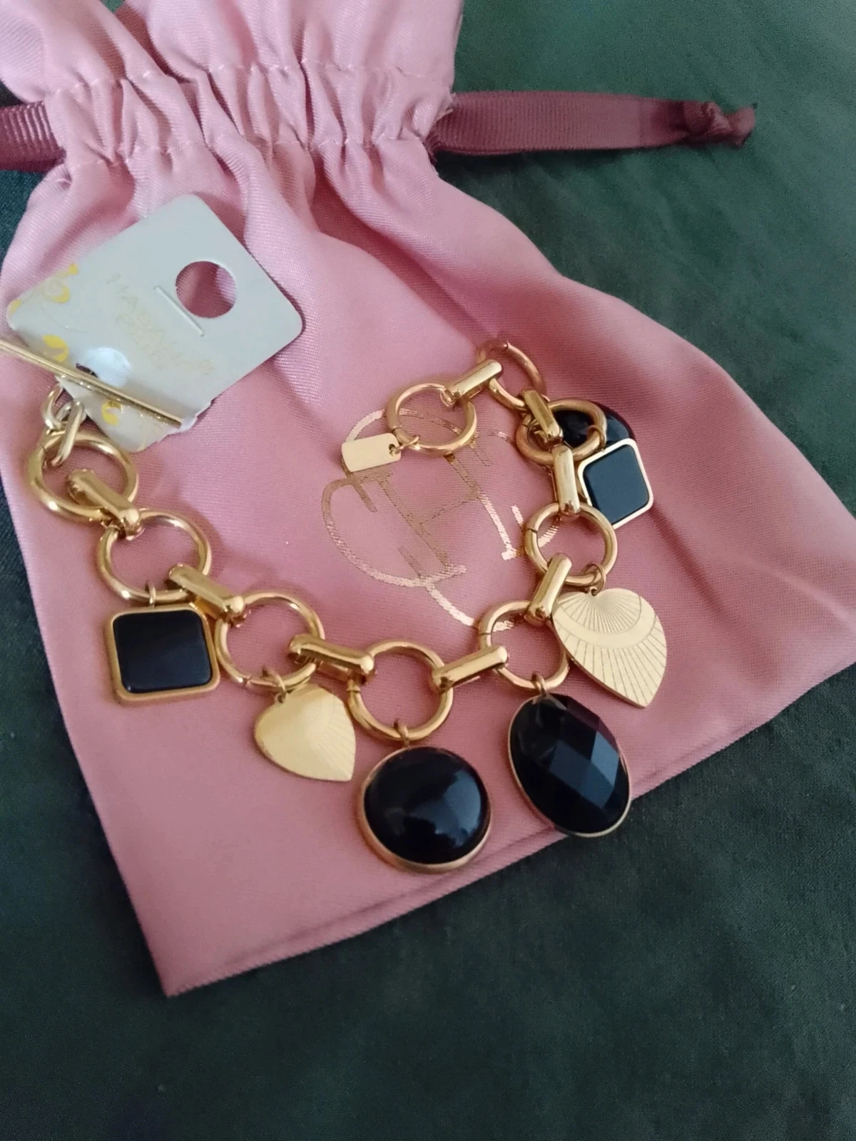 Bracelet bescherming zwarte obsidiaan stenen en roestvrij staal habaha – photo 3